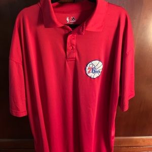 MAJESTIC NBA PHILADELPHIA 76ERS 3XLT POLO RED